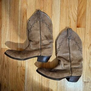Vintage JP Elk Skin Women's 8.5 Oil Resistant tan Cowboy Boots